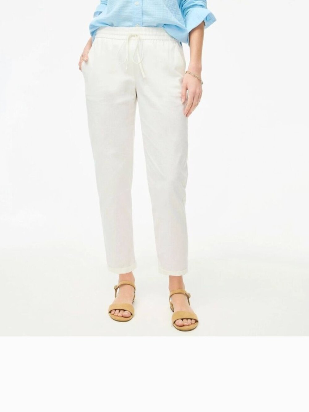 J.Crew Linen Cotton Blend Drawstring Crop Pants